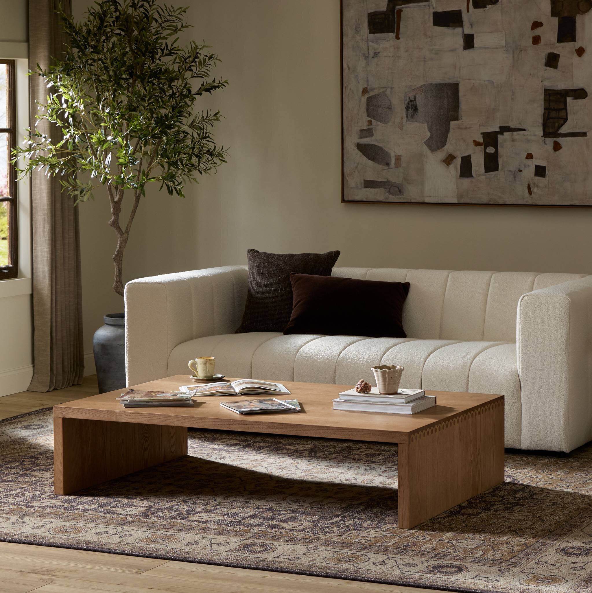 Table basse Hathaway - Placage épais en frêne grillé