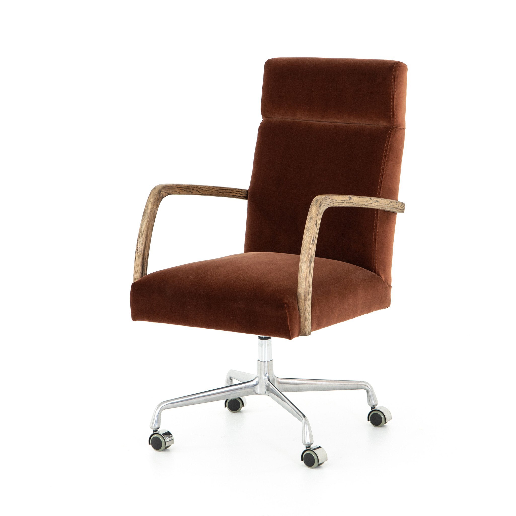Chaise de bureau Bryson en velours auburn brûlé