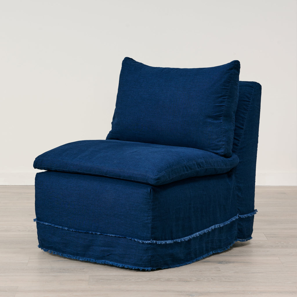 Fauteuil sans accoudoirs Laguna, housse amovible couleur Cassidy Indigo