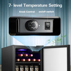 Réfrigérateur à boissons de 1,3 pi³ (37 L) - Mini-réfrigérateur de 48 canettes et 12 bouteilles, porte vitrée, commande par bouton.