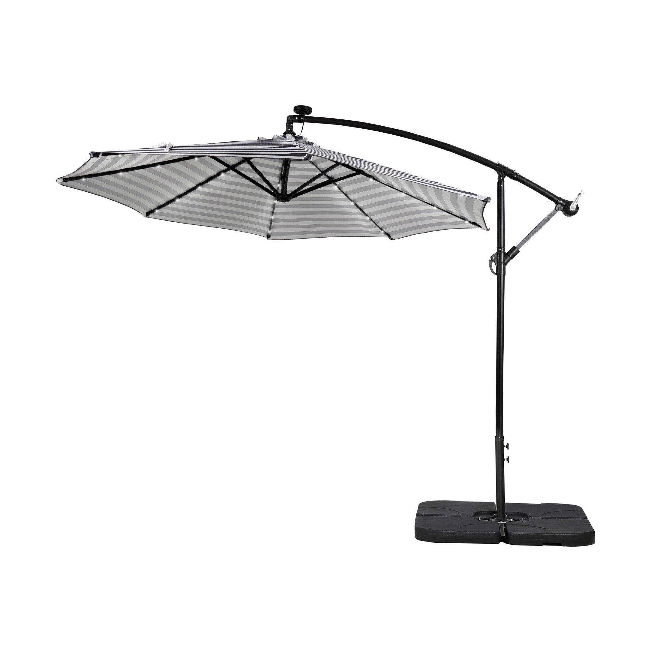 Parasol de terrasse lumineux à énergie solaire de 3 m avec pied