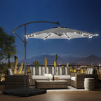 Parasol de terrasse lumineux à énergie solaire de 3 m avec pied