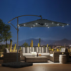 Parasol de terrasse lumineux à énergie solaire de 3 m avec pied