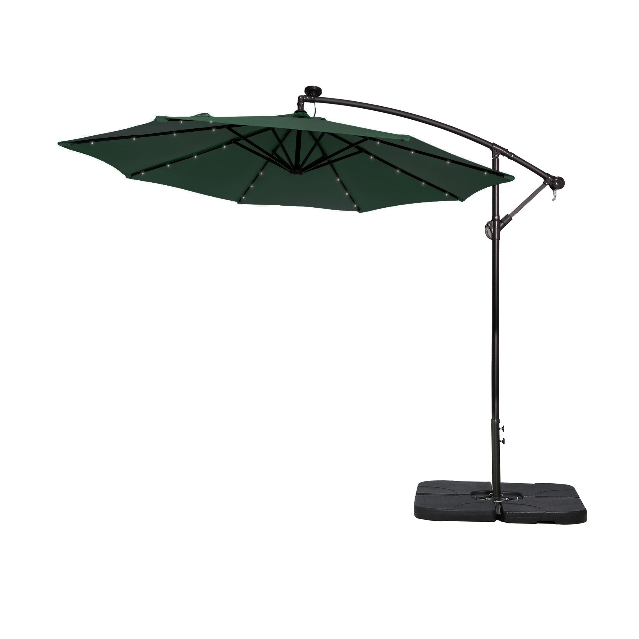 Parasol de terrasse lumineux à énergie solaire de 3 m avec pied