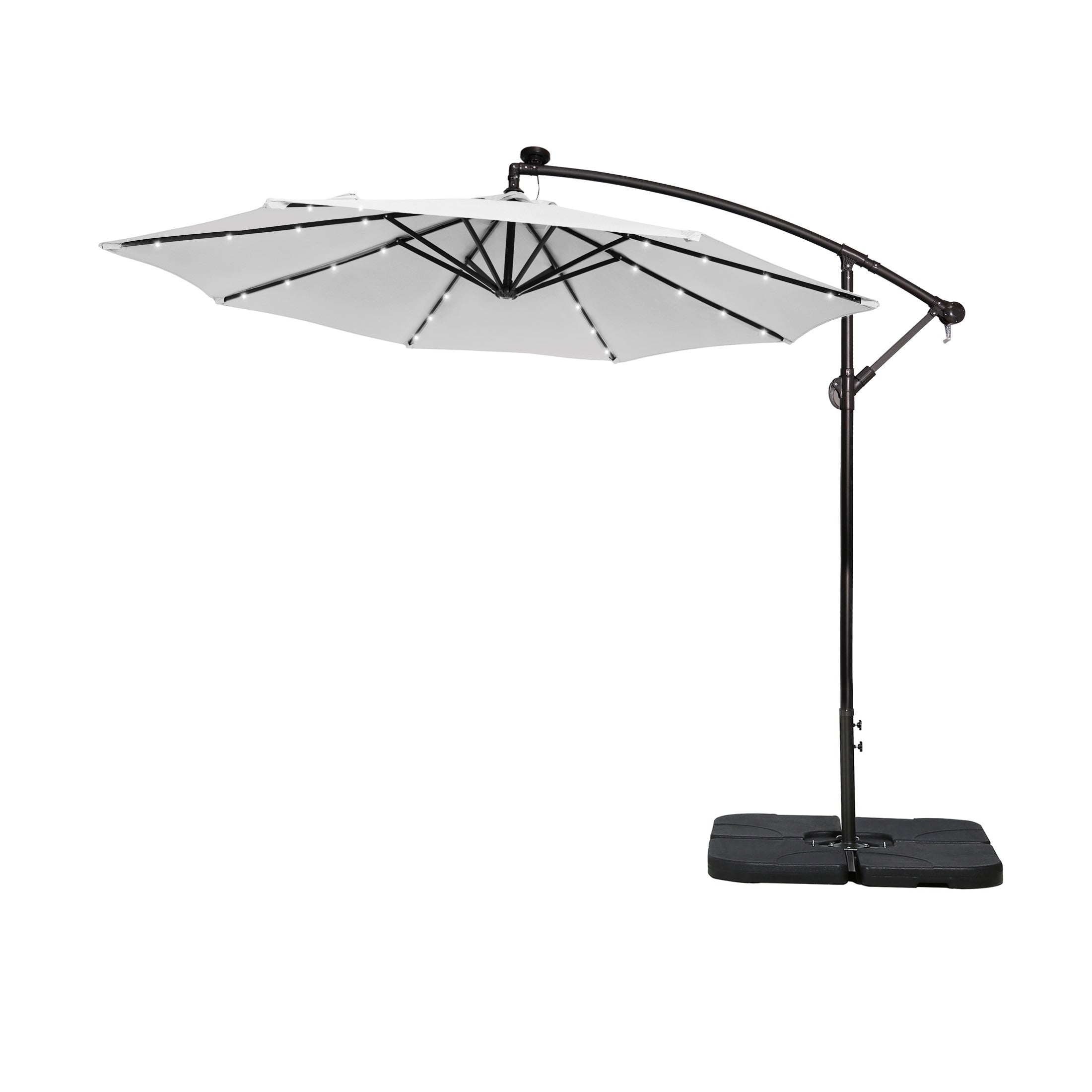 Parasol de terrasse lumineux à énergie solaire de 3 m avec pied