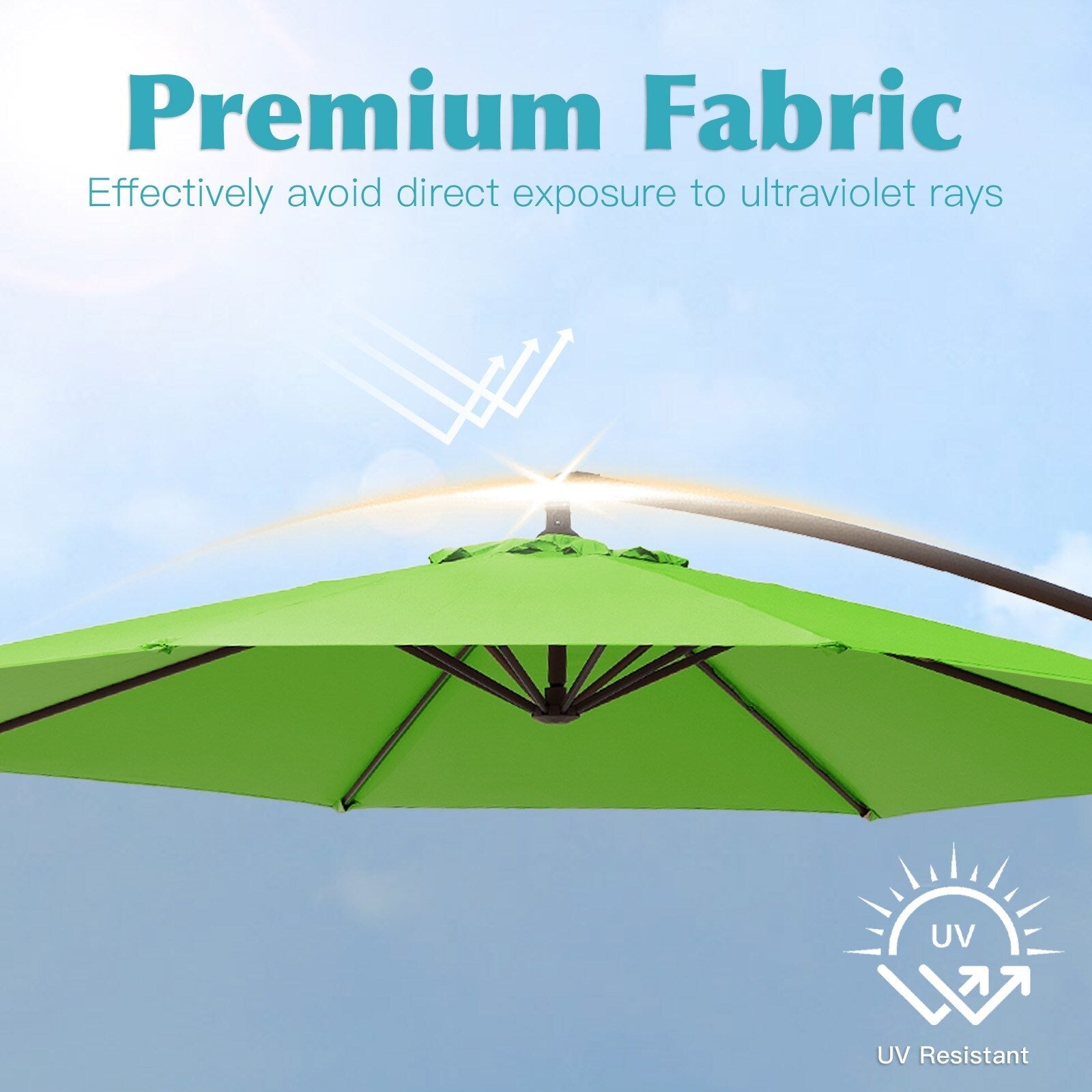 Parasol déporté à manivelle en acier de 3 m avec base lestée