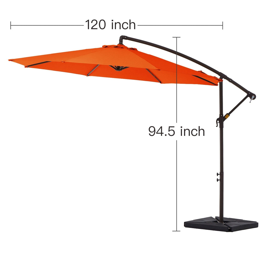Parasol déporté à manivelle en acier de 3 m avec base lestée