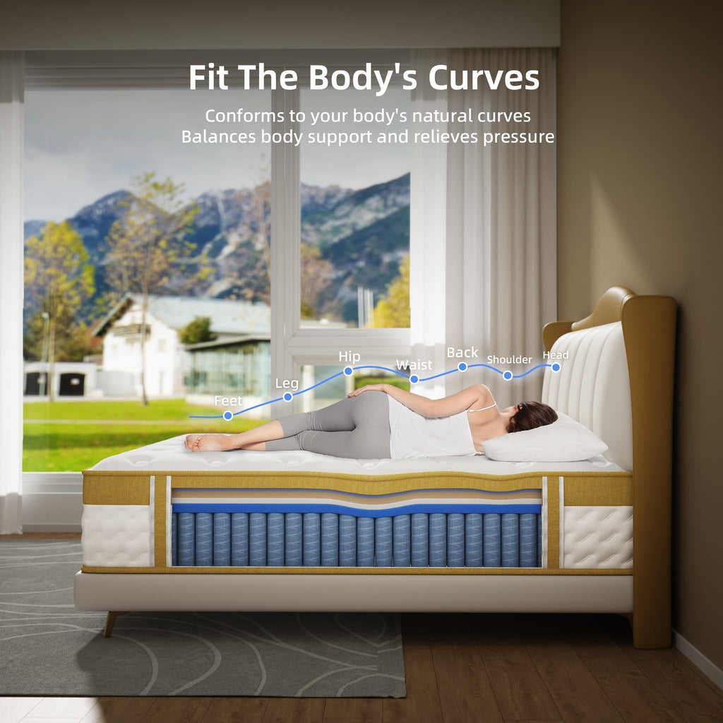 Matelas hybride de 25 cm en mousse à mémoire de forme et ressorts ensachés