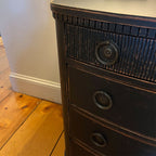Bureau gustavien incurvé à tiroir supérieur nervuré, noir antique