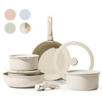 Ensemble de 11 pièces de casseroles et poêles, batterie de cuisine antiadhésive avec poignée amovible, compatible induction