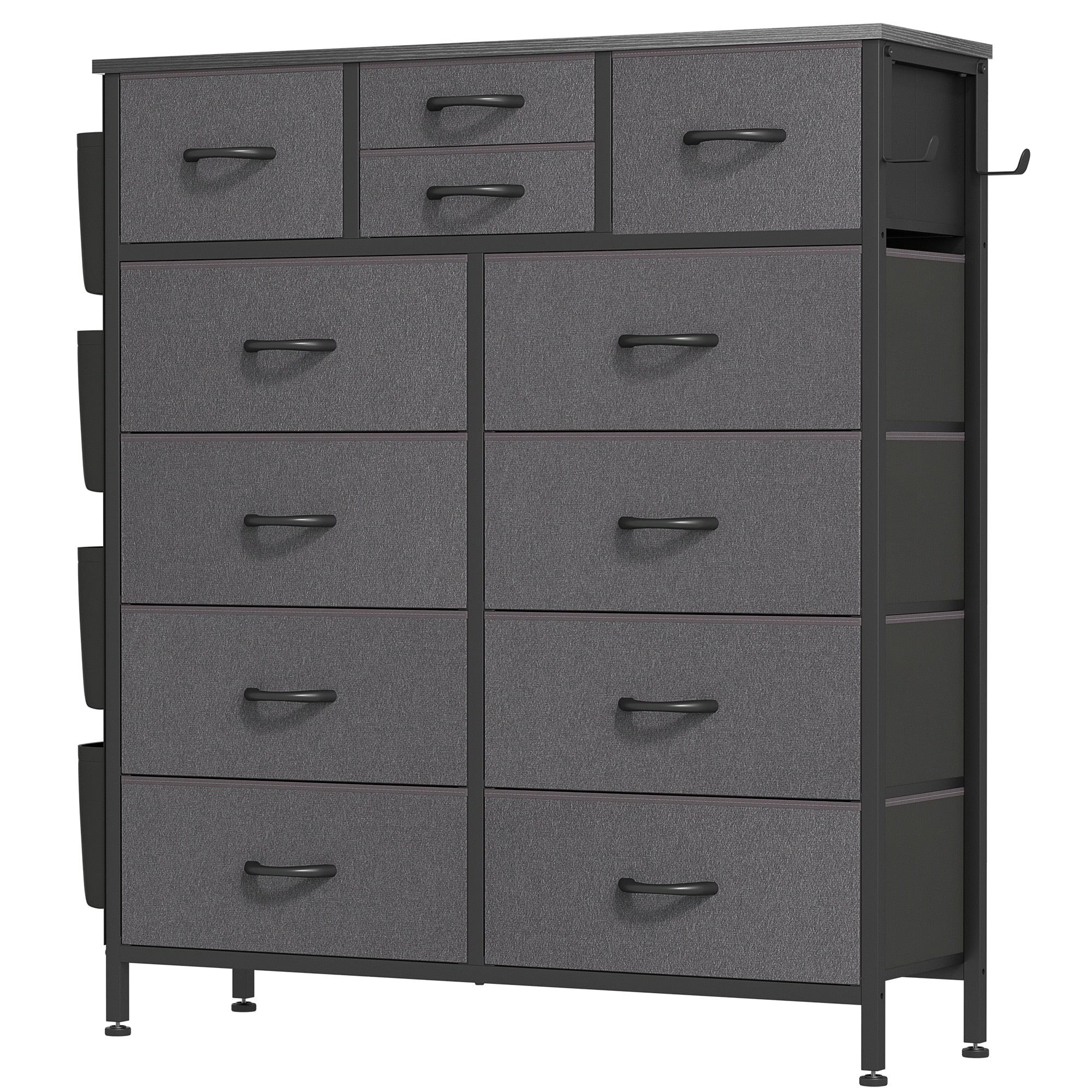 Commode haute en tissu à 12 tiroirs pour chambre à coucher