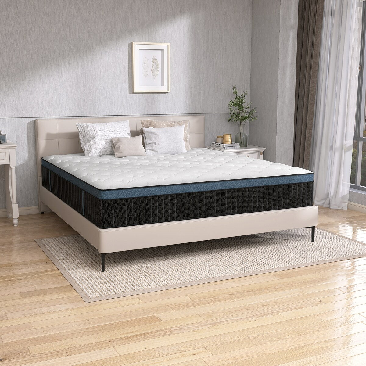 Matelas hybride en mousse à gel de 35,5 cm (14 pouces) livré dans une boîte pour un soutien et un soulagement des points de pression