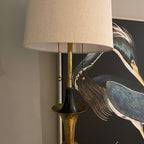 Paire de lampes de table vintage hautes en laiton gaufré