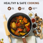 Ensemble de 17 pièces de batterie de cuisine en granit, comprenant casseroles et poêles antiadhésives