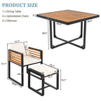 18-Pieces Acacia Wood Patio Dining Set, 8 Cushioned Chairs & 8 Ottomans & 2 Square Table