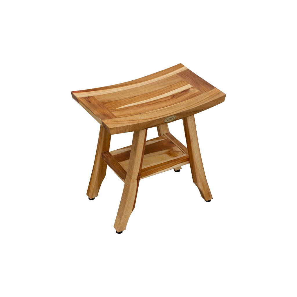EcoDecors, Banc, Tabouret de douche, Siège de douche, Chaise de douche pour l'intérieur de la douche, Petit banc, Banc de douche en teck, Repose-pieds de douche