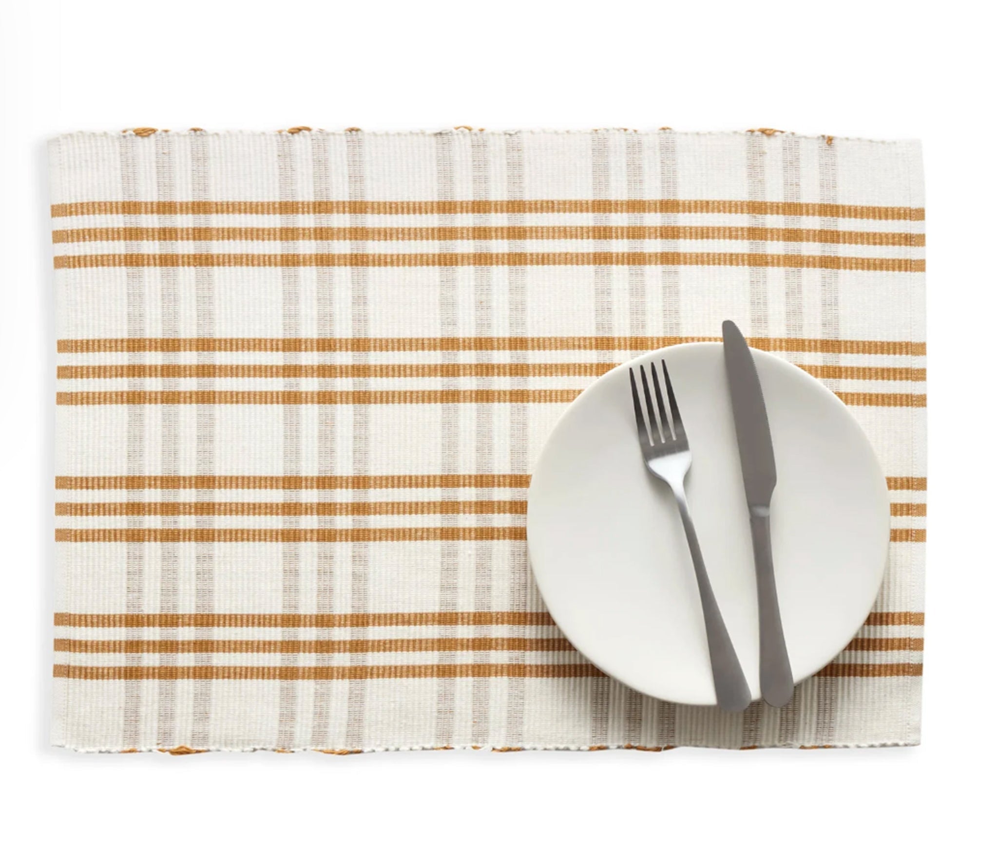 Set de 4 sets de table à carreaux Beaumont ocre