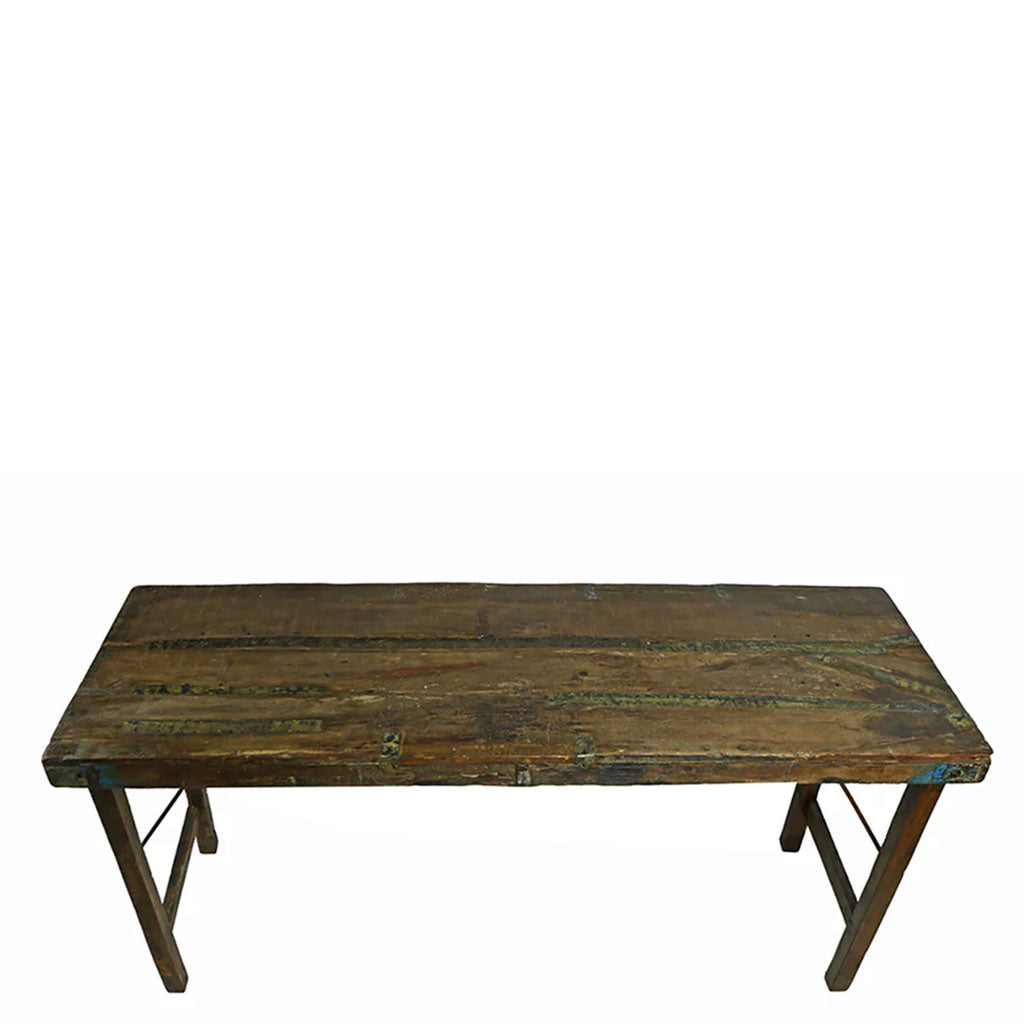 Grande table de mariage vintage en bois naturel