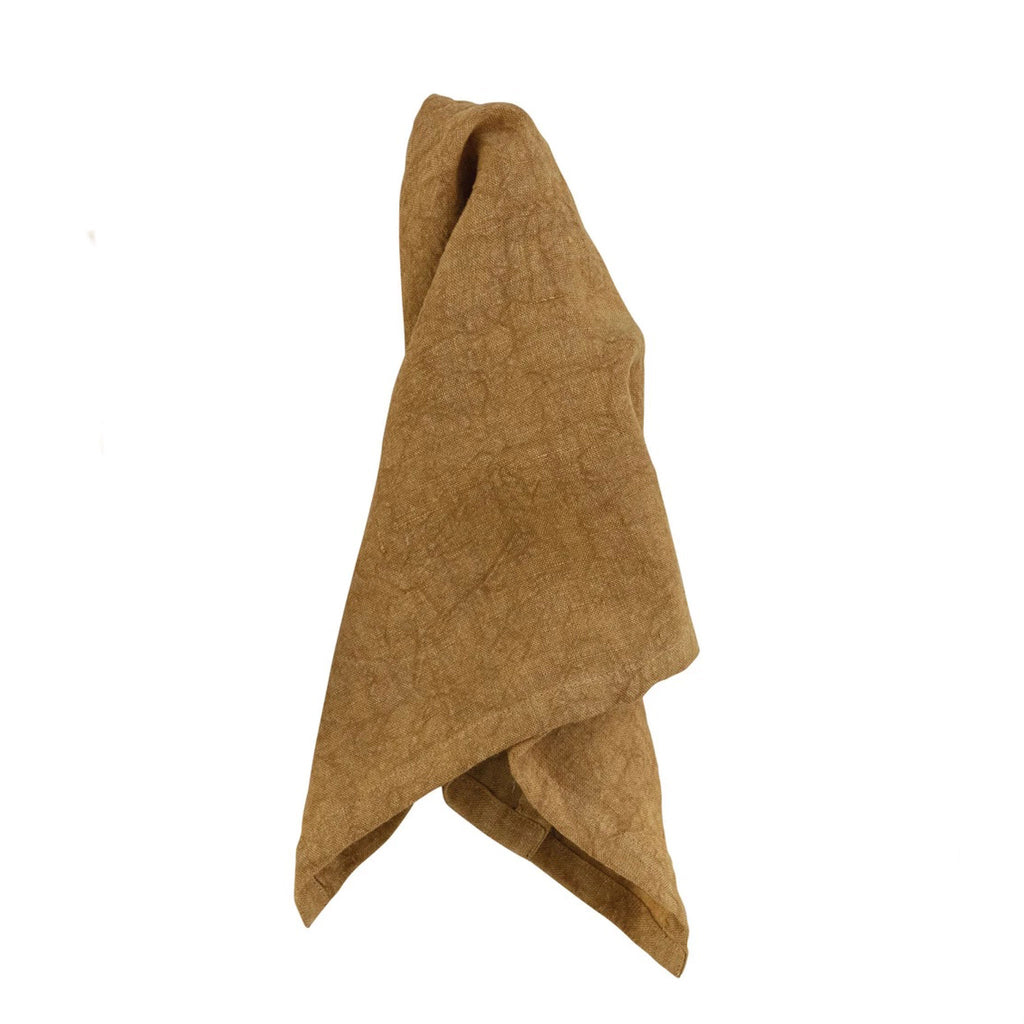 18 serviettes carrées en lin lavé couleur moutarde, lot de 4