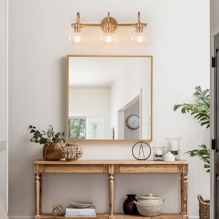 Applique murale 2/3 lumières pour meuble-lavabo avec abat-jour en verre