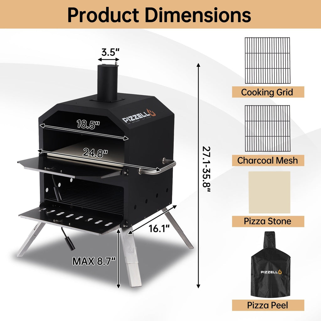Four à pizza extérieur à 2 couches, 16 pouces, 16 pouces, au feu de bois, idéal pour le camping