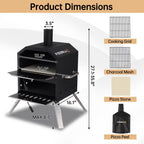 Four à pizza extérieur à 2 couches, 16 pouces, 16 pouces, au feu de bois, idéal pour le camping