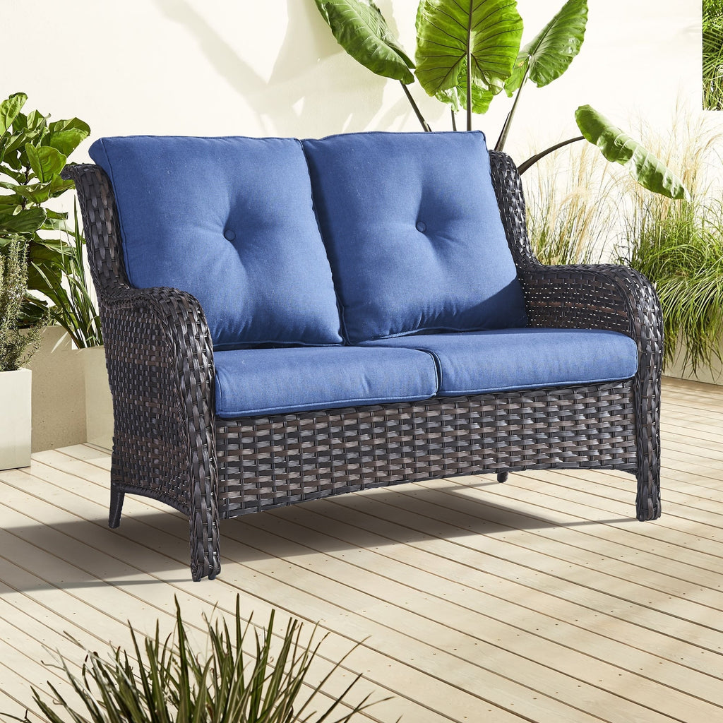Gymojoy Outdoor Loveseat Wicker Sofa Set Rattan Sofa