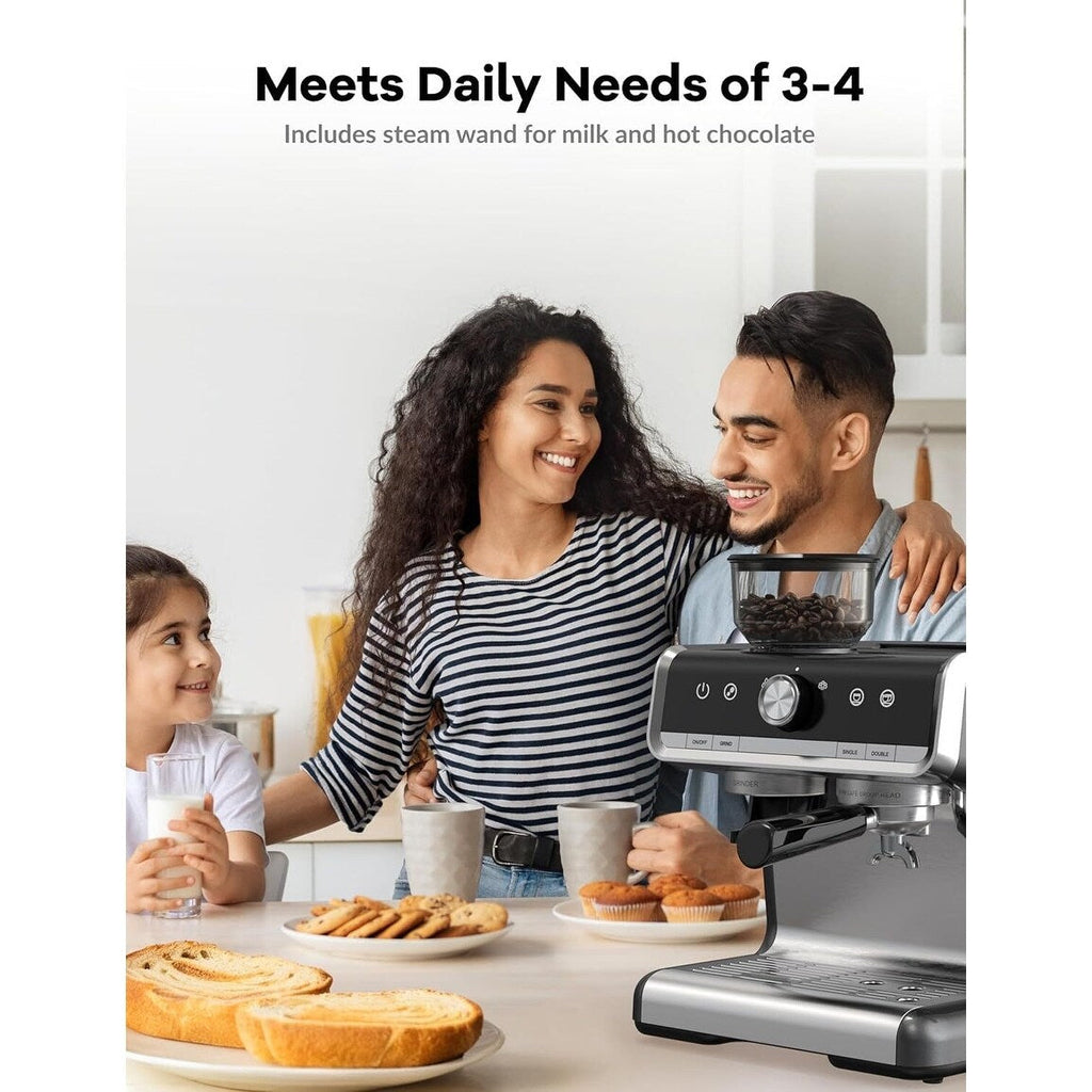 Machine à expresso semi-automatique 20 bars avec broyeur et mousseur à lait