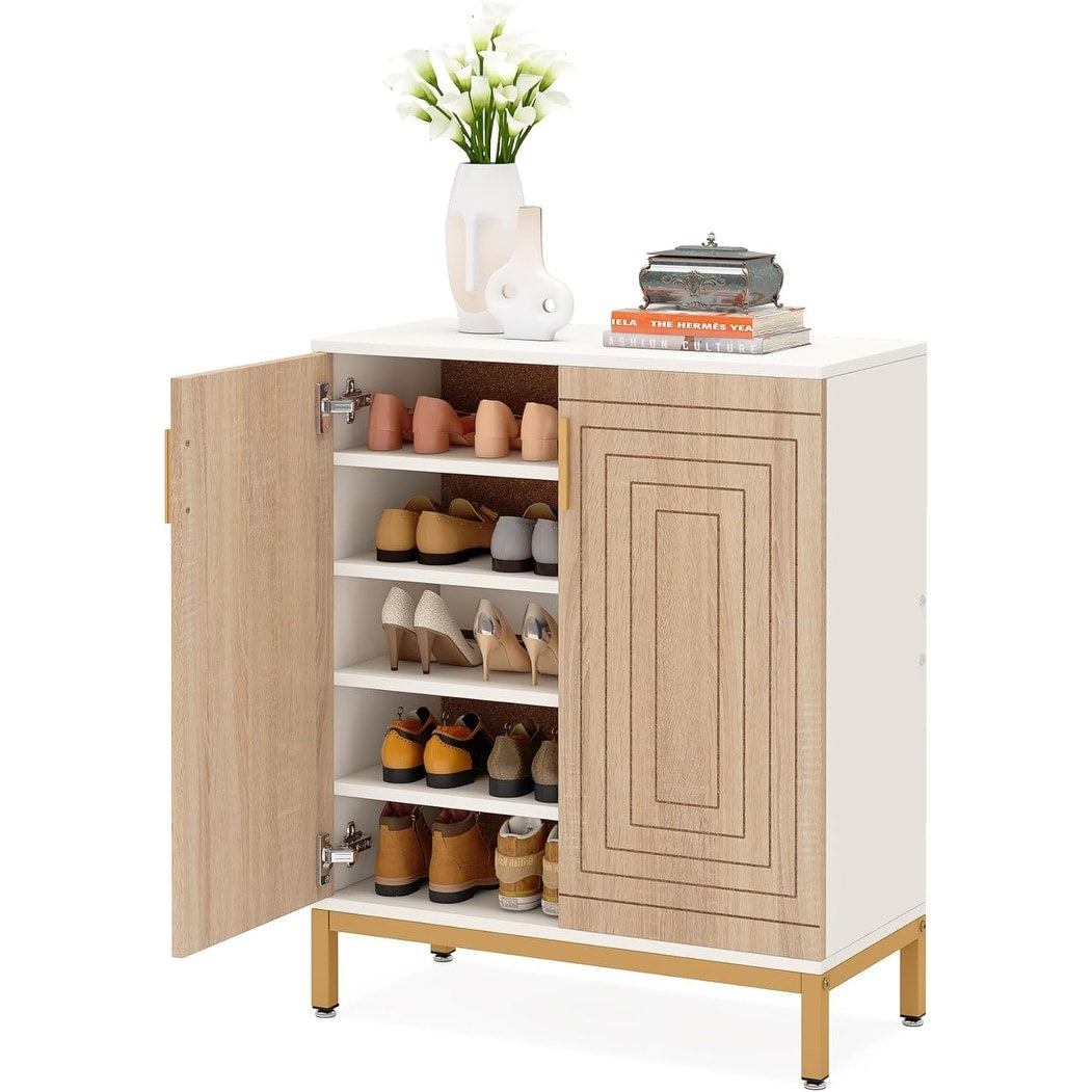 Meuble à chaussures moderne avec portes, 6 niveaux, pour 20 paires de chaussures, idéal pour l'entrée.