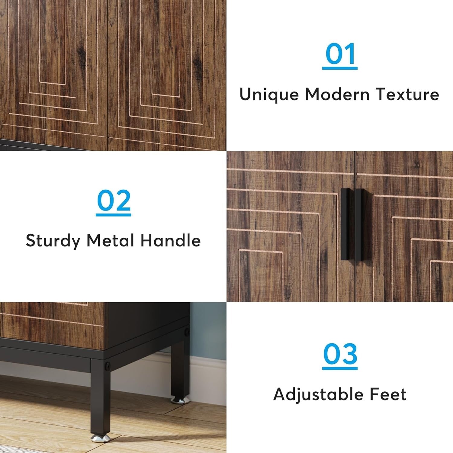 Meuble à chaussures moderne avec portes, 6 niveaux, pour 20 paires de chaussures, idéal pour l'entrée.