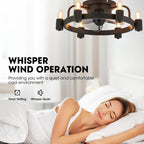 Ventilateur de plafond moderne de style ferme de 50 cm (20 po) avec éclairage LED encastré discret et télécommande pour salon