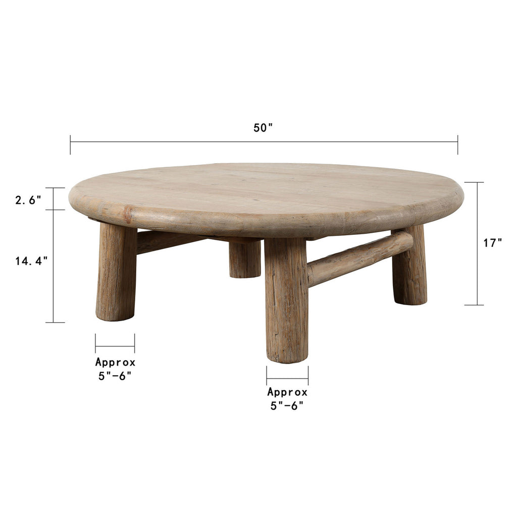 Table basse ronde Emy, aspect naturel vieilli