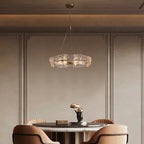 Lustre moderne en cristal doré de 60 cm (23,6 po) avec suspension tambour glamour à 6 lumières, idéal pour îlot de cuisine ou salle à manger.