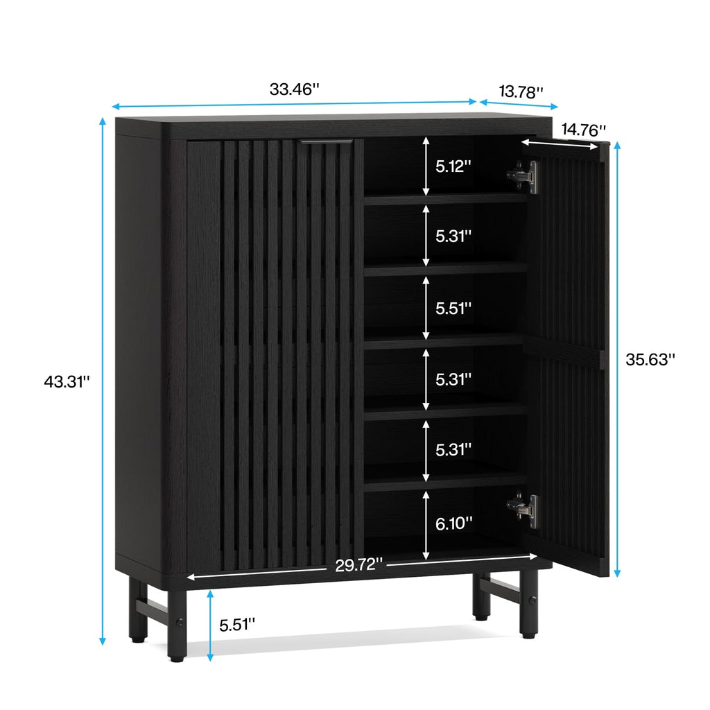 Meuble à chaussures avec porte pour 24 paires, idéal pour l'entrée ou le salon.