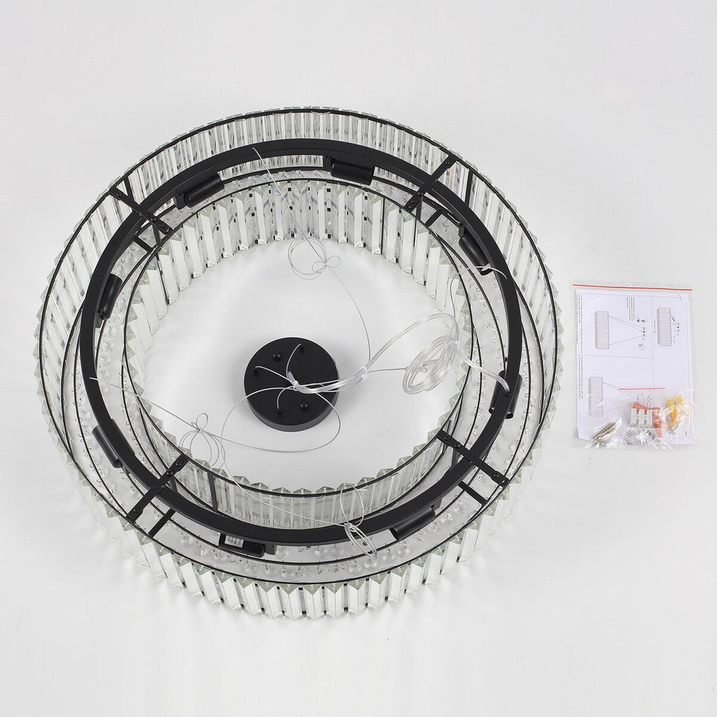 Lustre de style campagnard à 8 lumières de 63 cm (24,8 po), lustre en cristal, lustre tambour pour salle à manger, salon, chambre à coucher et cuisine