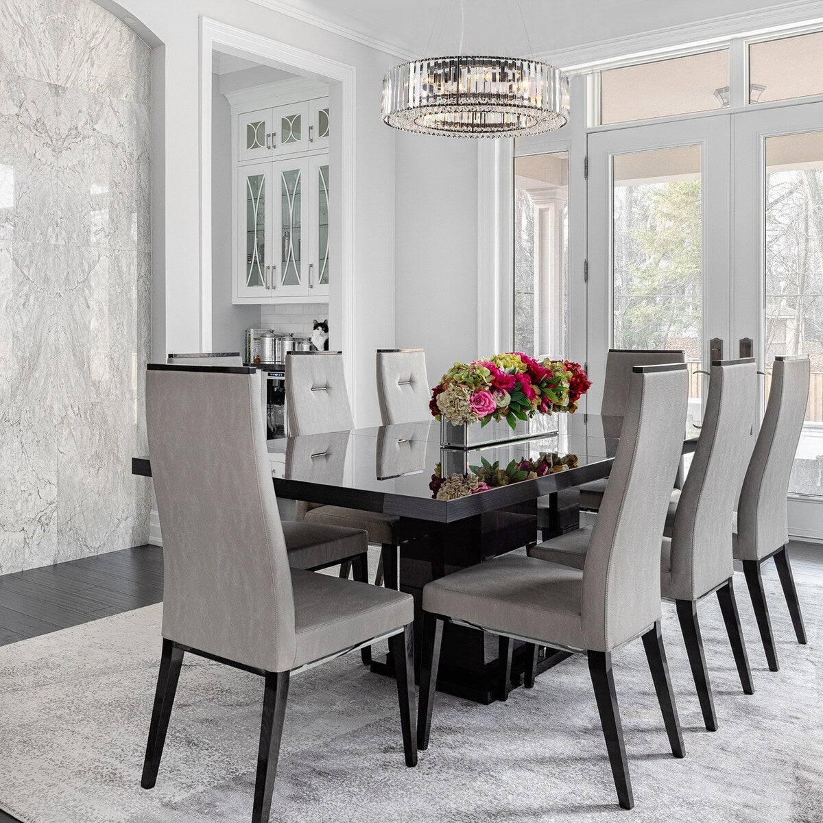 Lustre de style campagnard à 8 lumières de 63 cm (24,8 po), lustre en cristal, lustre tambour pour salle à manger, salon, chambre à coucher et cuisine