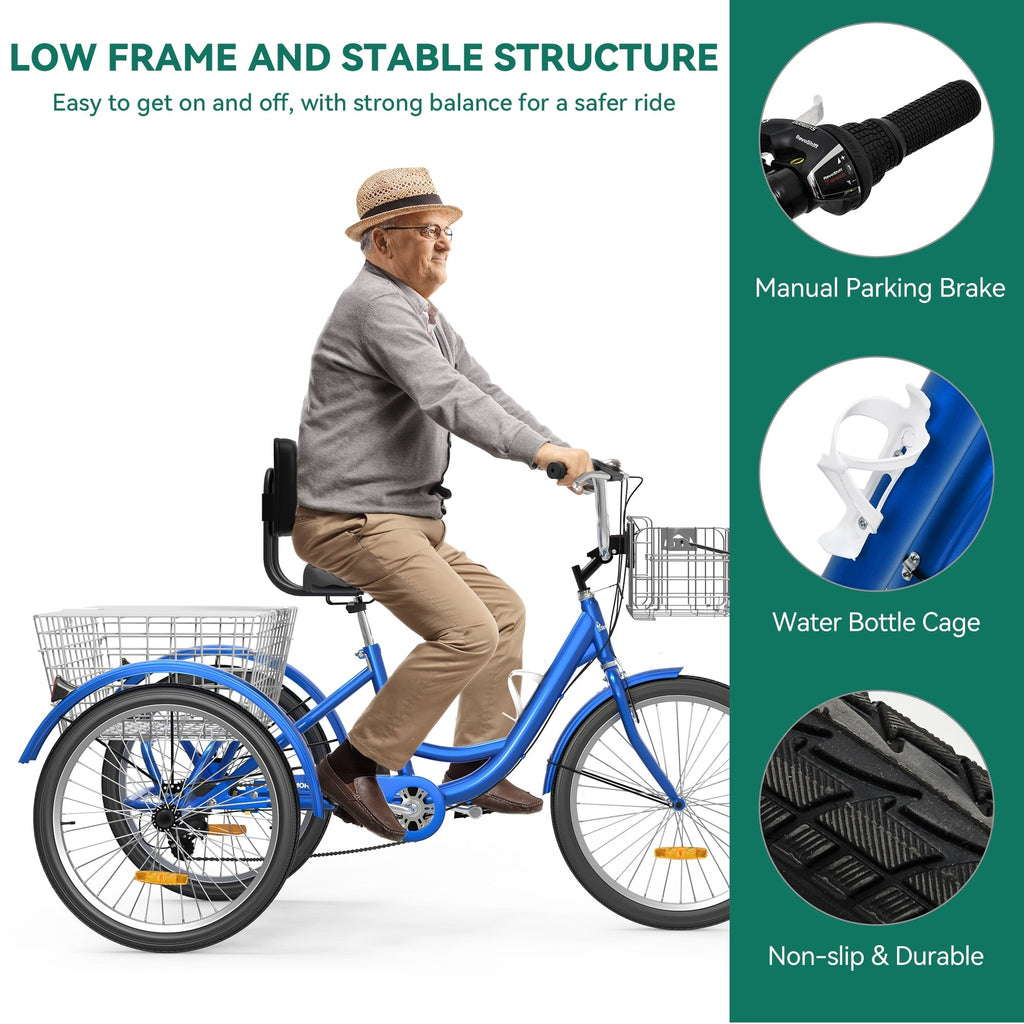 26 Tricycles pour adultes à 3 roues, 7 vitesses