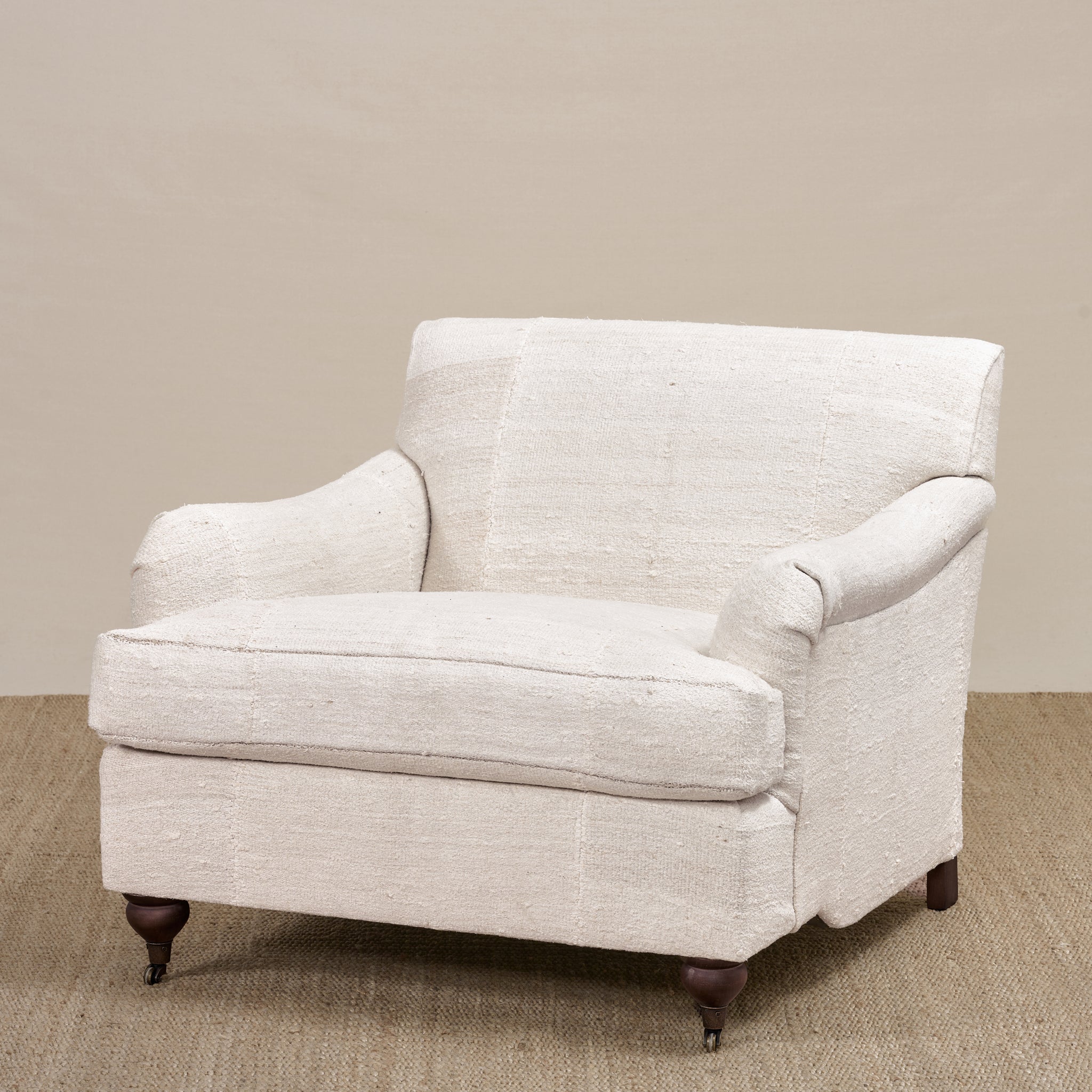 Fauteuil club anglais recouvert de chanvre vintage D