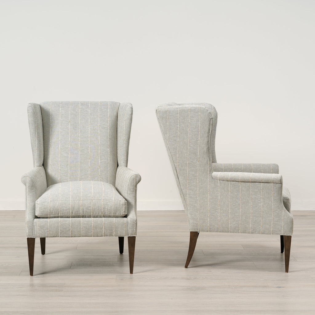 Chaise Heywood en rayures sauge naturelles à l'épreuve des enfants