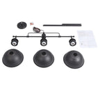 Suspension à trois lumières de style industriel/ferme, en métal, finition bronze huilé, pour îlot de cuisine.