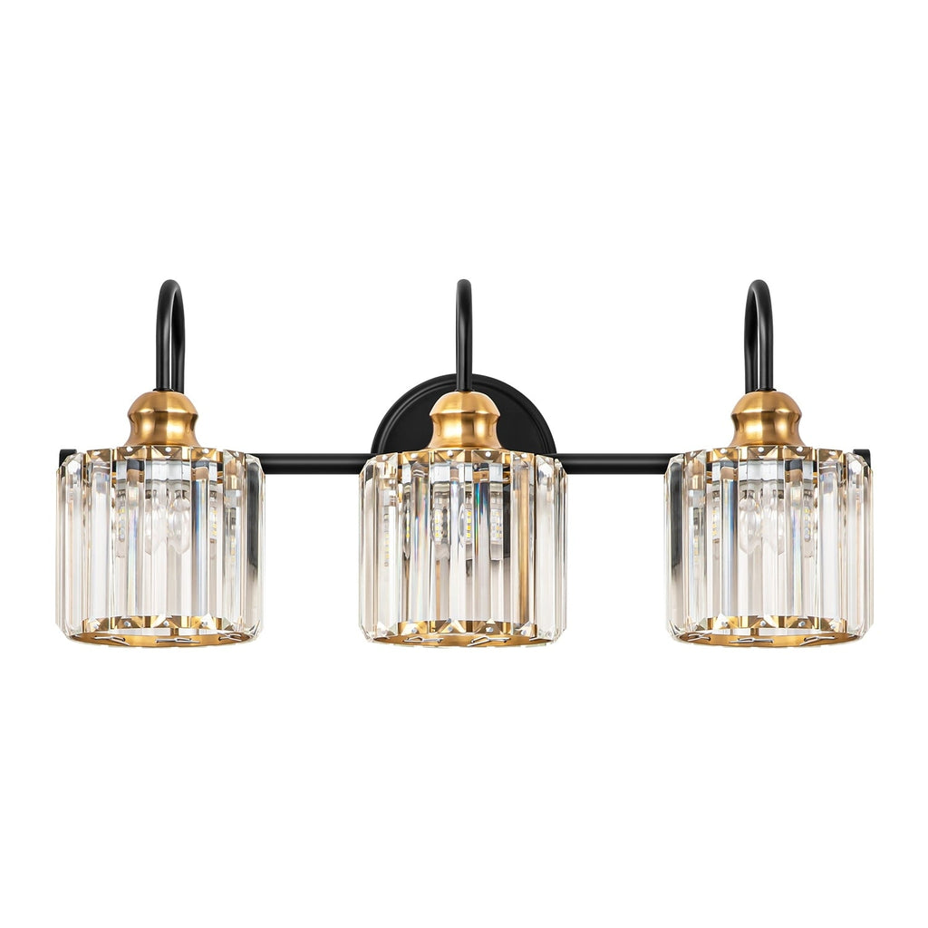 Applique murale moderne et glamour à 3/4 lumières, linéaire, à intensité variable, en cristal, au-dessus du miroir de salle de bain