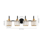 Applique murale moderne et glamour à 3/4 lumières, linéaire, à intensité variable, en cristal, au-dessus du miroir de salle de bain