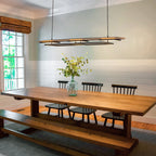 Lustre linéaire en bois à 3 ou 5 lumières LED intégrées, suspension pour îlot de cuisine