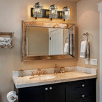 Applique murale moderne et glamour à 3 lumières pour salle de bain, avec miroir en cristal