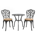 3-Piece Aluminum Outdoor Patio Butterfly Table and Chairs with Umbrella Hole