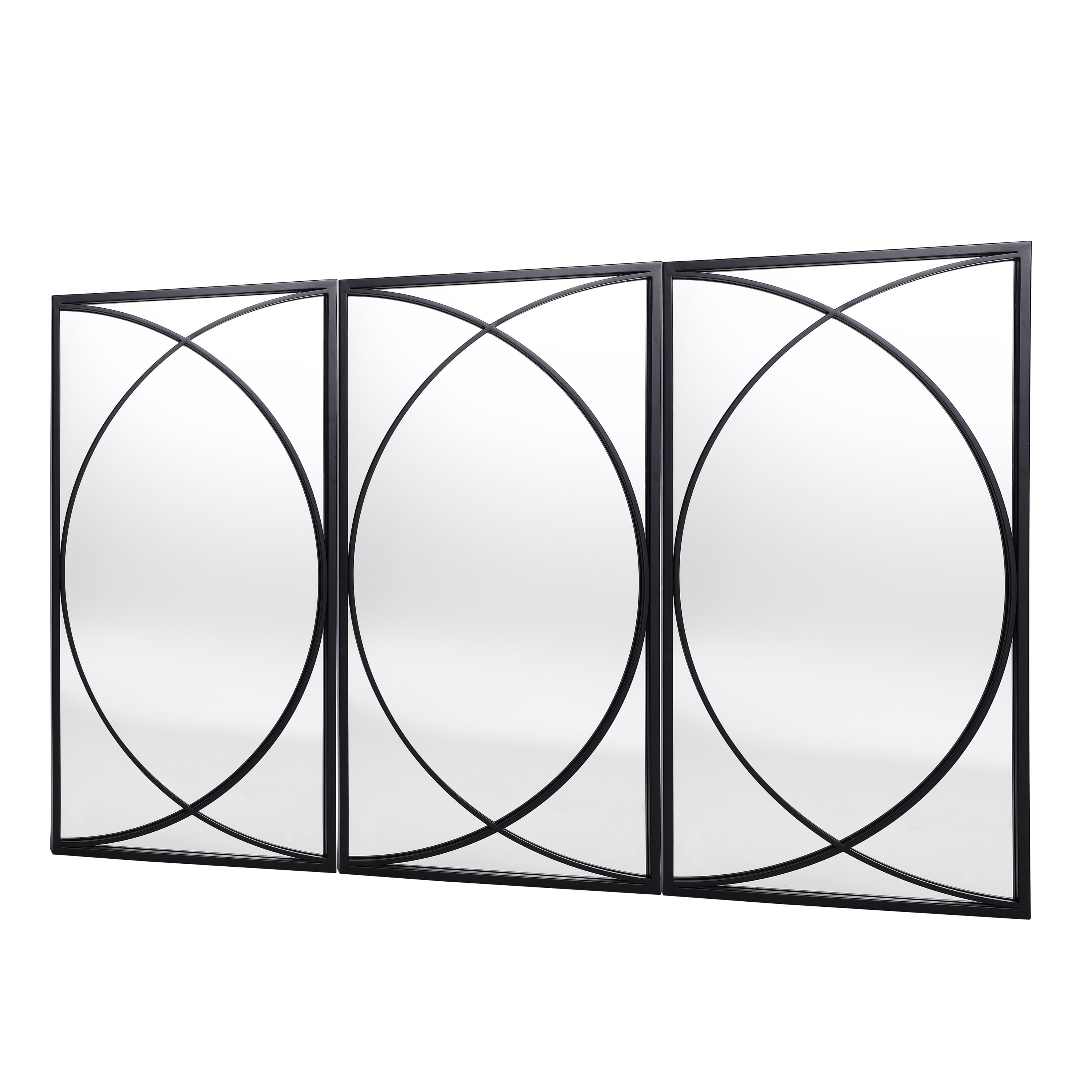Ensemble de 3 miroirs muraux rectangulaires en métal noir - 31,9 cm (H) x 15,75 cm (L) x 0,75 cm (P)
