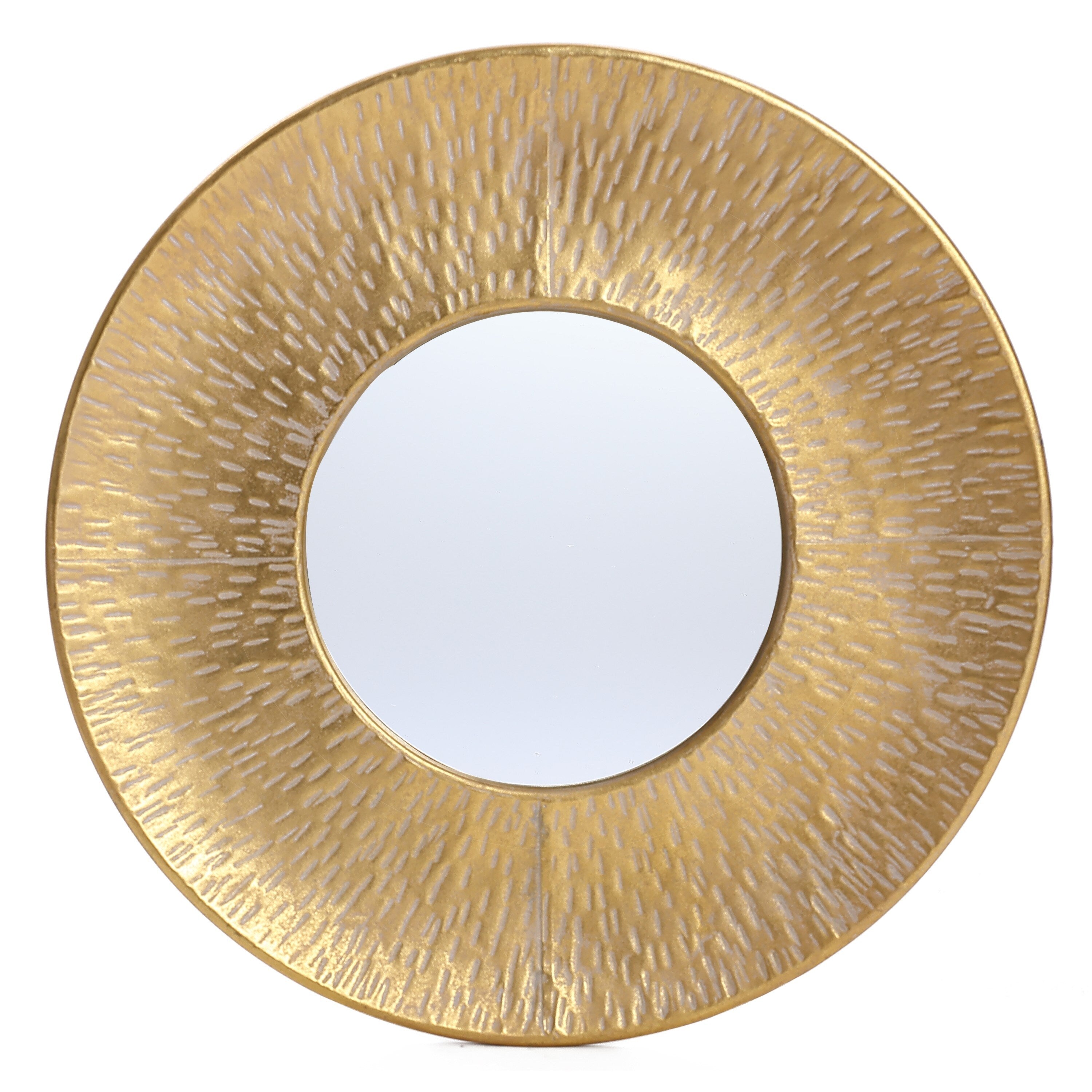 Ensemble de 3 miroirs muraux ronds en métal doré - 56,5 cm de diamètre x 6 cm de profondeur