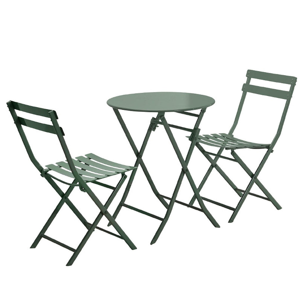 3-Piece Minimalist Patio Bistro Set of Foldable Round Table & Chairs - 3-Piece-Patio-Bistro-Set