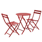 3-Piece Minimalist Patio Bistro Set of Foldable Round Table & Chairs - 3-Piece-Patio-Bistro-Set
