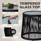 3 Piece Outdoor Wicker Conversation Bistro Set, All-Weather Rattan Furniture Patio Chairs Set with Cushions